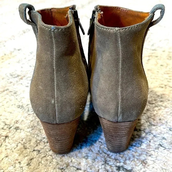 MADEWELL Billie Suede Leather Zip Up Ankle Boots Taupe Tan Heel Booties Womens 7 - Picture 11 of 13